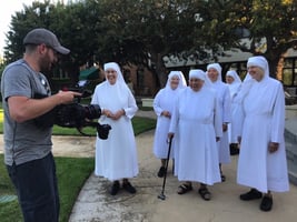 Little Sisters of the Poor San Pedro pose for pictures with DP Eitan Almagor 1-1
